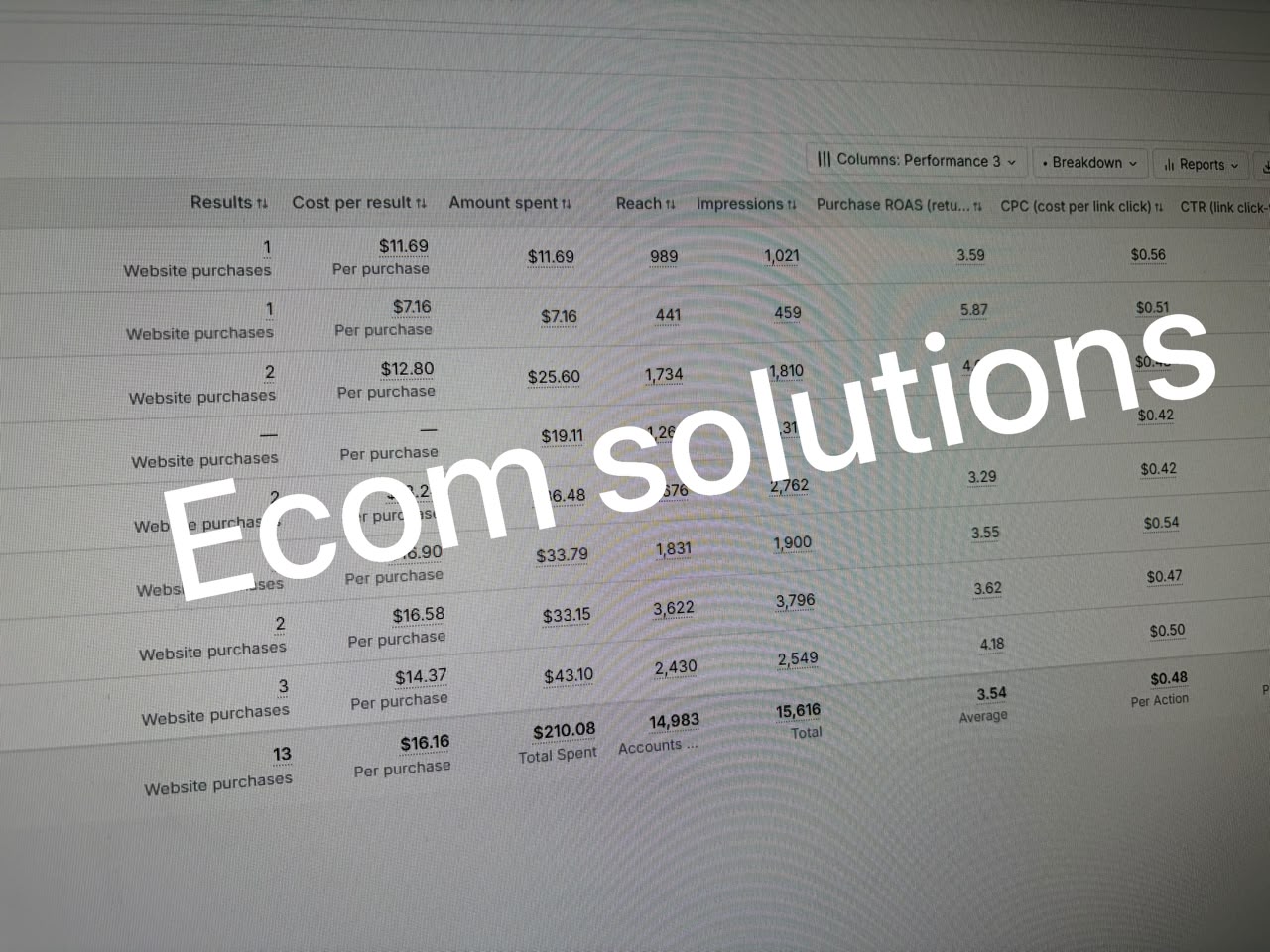 Meta Ads Manager campaign snapshot 1